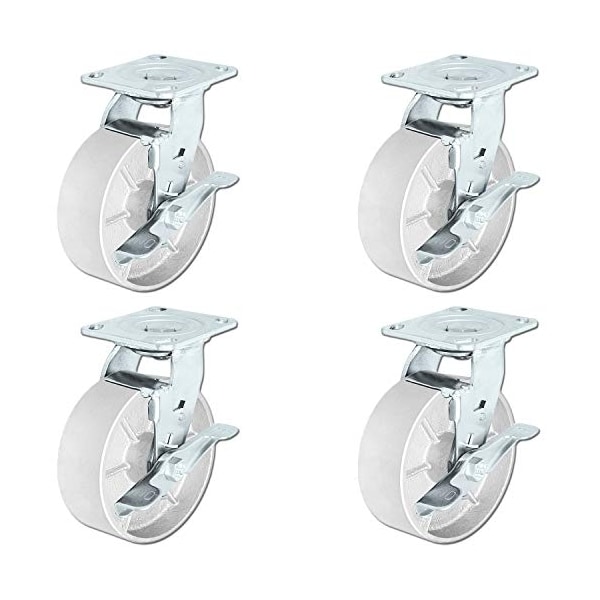 6"x2" Steel Wheel Casters, Swivel Casters W/ Top Locking, PK4